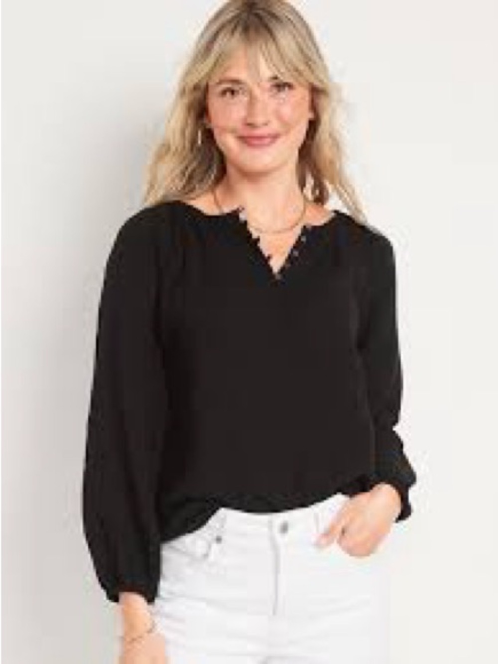 NWT Old Navy Shirred Double-Weave Blouse, Size XXL (20), Black Jack